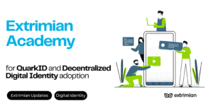 A person holding a digital key symbolizing decentralized digital identity