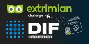 Extrimian and DIF logos and Trvel and Hospitality Icons for Challenge Hackathon